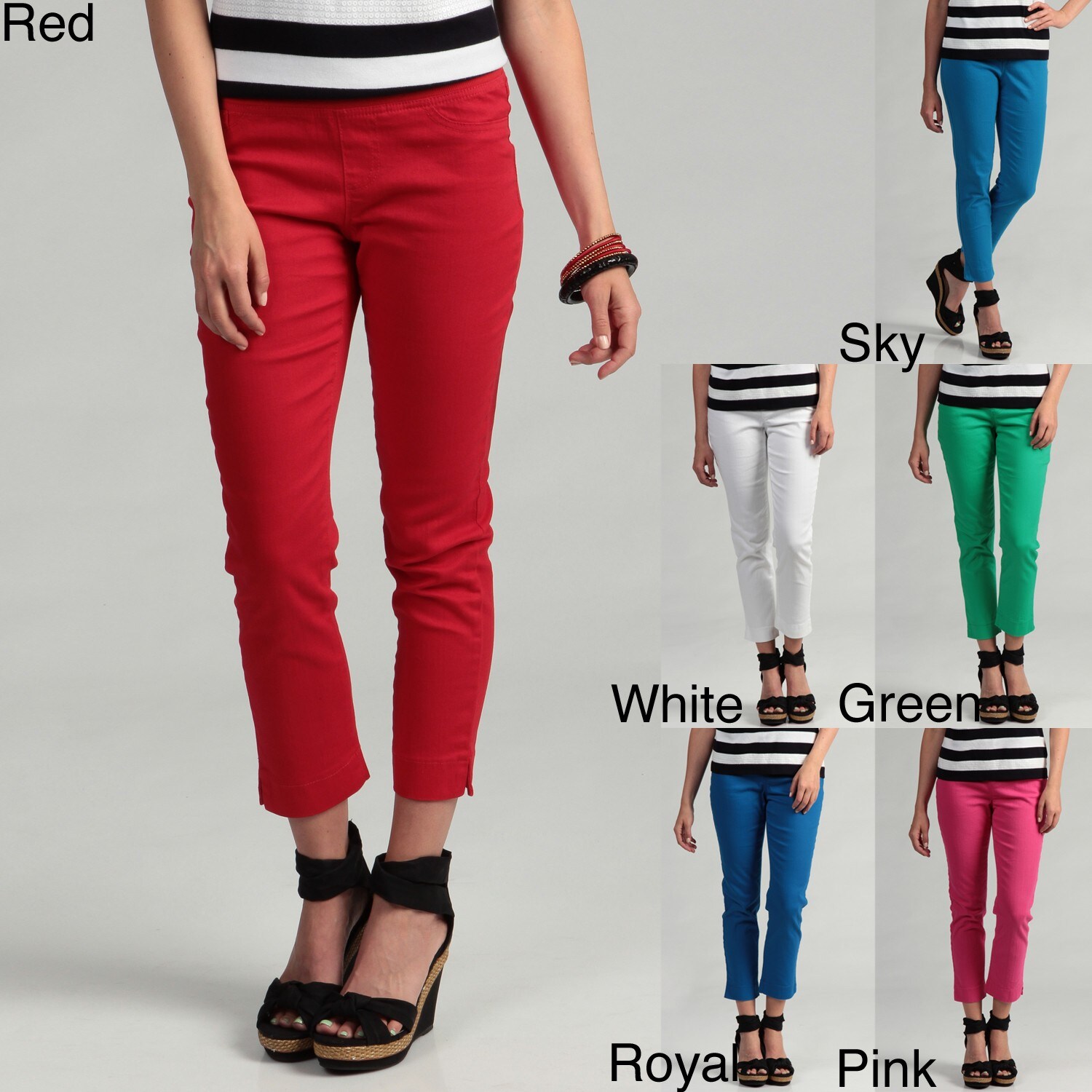 Azita Women's Denim Elastic Waist Capri Pants Overstock Shopping