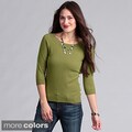 Grace Cashmere Women's Cashmere 3/4-sleeve Sweater