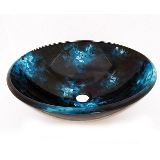 Glass Black/ Blue Sink Bowl - 14150585 - Overstock.com Shopping ...