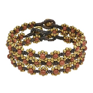 Set of 3 Treasure Mix Stone Brass Beaded Bracelet (Thailand)