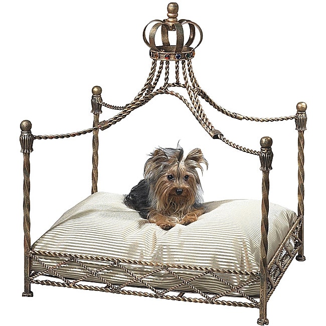 Antique Gold Iron Crown Canopy Pet Bed - 14155451 - Overstock.com ...