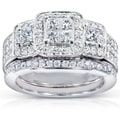 Annello 14k White Gold 1 1/6ct TDW Diamond Bridal Ring Set (H-I, I1-I2)
