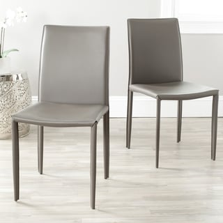 Safavieh Jazzy Bonded Leather Grey Side Chair (Set of 2)