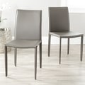 Safavieh Jazzy Bonded Leather Grey Side Chair (Set of 2)