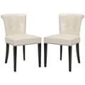 Carrie Flat Cream Leather Side Chair (Set of 2)