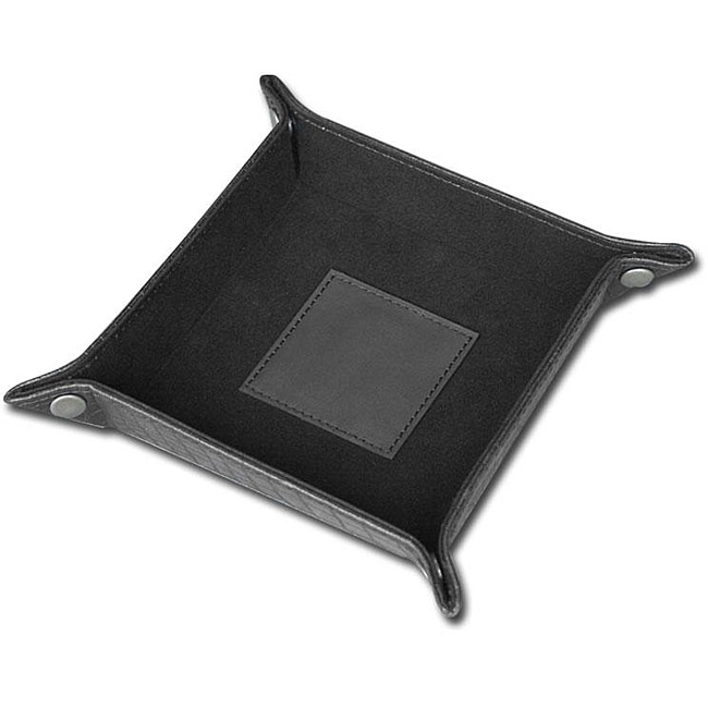 Dacasso Black Crocodile Embossed Leather Change Tray