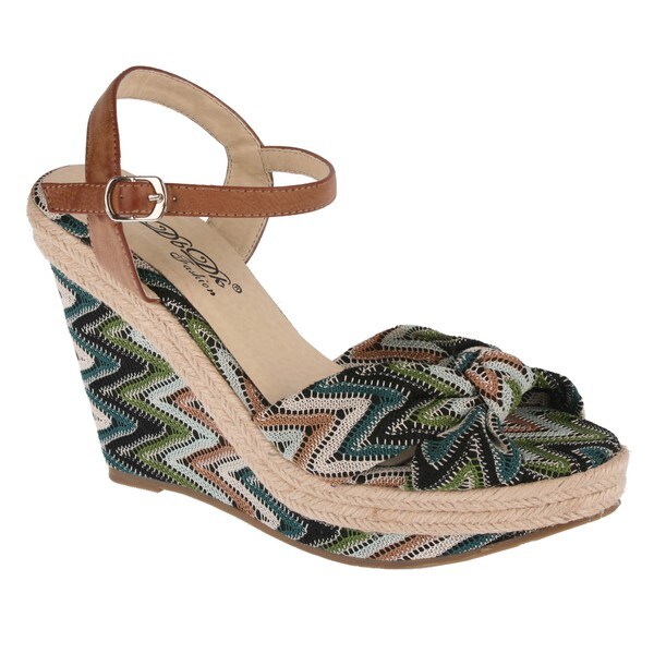Elegant by Beston Women's 'Lucky-1' Zig Zag Low Platform Wedge Sandals ...