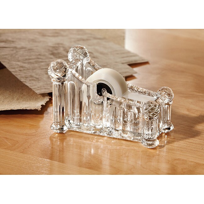 Fifth Avenue Crystal and Clear Glass Tape Dispenser Office Assessory