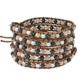 Natural Gemstone Snake Cord Leather 5-Wrap Bracelet (Thailand)