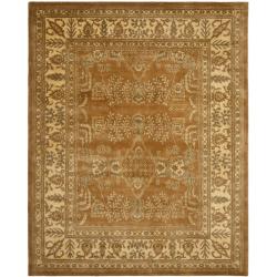 (_ _ ) Handmade Tree Light Brown/ Beige Hand-spun Wool Rug (9'6 x 13'6)