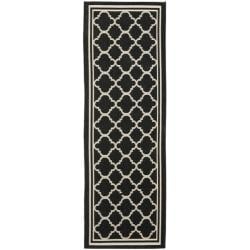 (_ _ ) Safavieh Long Poolside Black/Beige Indoor Outdoor Rug (2'4" x 9'11")