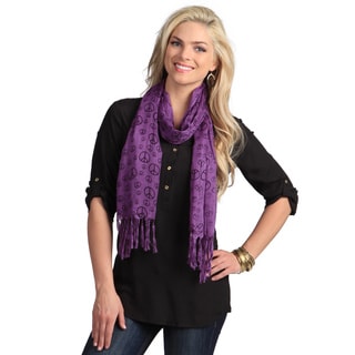 Peace Love Print Purple Scarf