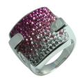 Sterling Silver White and Pink Crystal Ring