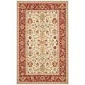 Hand-hooked Tabriz Ivory/ Red Wool Runner (2'6 x 4')