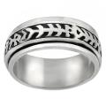 Sterling Silver Men's Fish Skeleton Spinner Ring