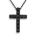 Blackplated Tungsten Carbide Faceted Design Polished Cross Necklace