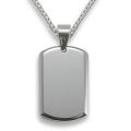 Tungsten Carbide Beveled Edge Small Dog Tag Necklace