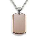 Roseplated Tungsten Carbide Small Dog Tag Necklace