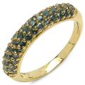 Malaika 14k Yellow Gold Over Silver 5/8ct TDW Blue Diamond Ring