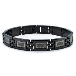 Stainless Steel Men's Blackplated Greek Key Design Bracelet