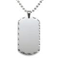 Stainless Steel Antiqued Edge Dog Tag Necklace