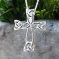 Sterling Silver Box Chain Necklace and Celtic Cross Pendant (Thailand)