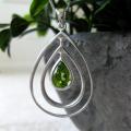 Sterling Silver Peridot Pear Drop Hoops Pendant (Thailand)