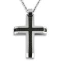 Free supportive guideline for Ball Claw desk Brushed Tungsten Carbide Black Carbon Fiber Inlaid Cross Necklace