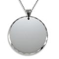 Men's Tungsten Carbide Faceted Edge Engravable Disc Necklace