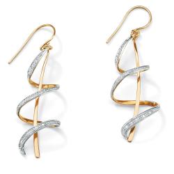 18k Gold over Sterling Silver Diamond Accent Ribbon Earrings
