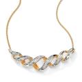 18k Gold over Sterling Silver Diamond Accent Floating Ribbon Necklace
