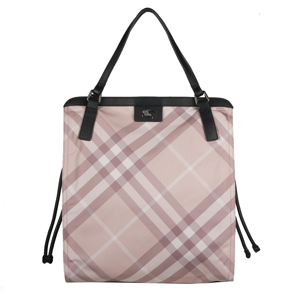 Burberry 3640418 Pink Plaid Nylon Tote Bag  