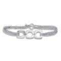 Stainless Steel Square and Circle Cut-out Charm Bracelet
