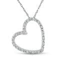 10k White Gold 1/10ct TDW Diamond Heart Necklace (G-H, I2-I3)