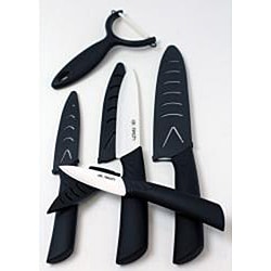 Dr. Tech 5-piece Ceramic Knife Set with Sheath and Peeler