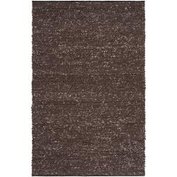 Hand-woven Casual Solid Brown Angoon Wool Rug (8' x 10')