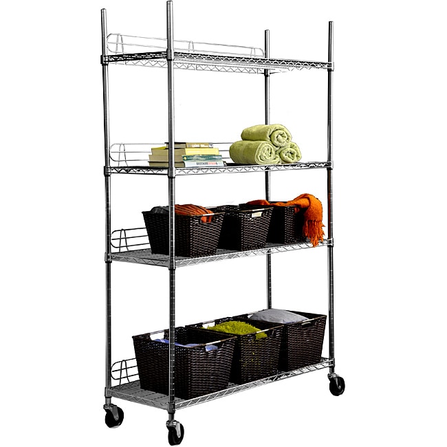 Trinity EcoStorage 4tier NSF Wire Shelving Rack with Wheels