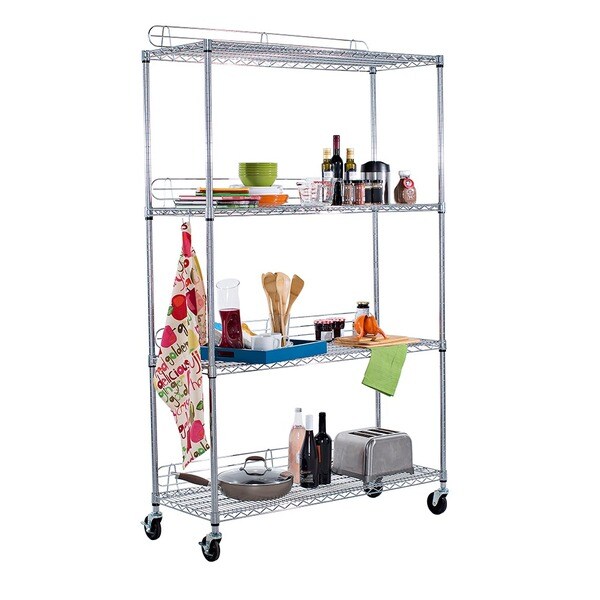 Trinity EcoStorage 4tier NSF Wire Shelving Rack with Wheels