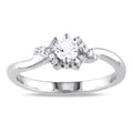 Miadora Sterling Silver 1/3ct TGW Created White Sapphire and Diamond Accent Ring