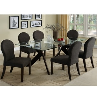 Parker 7-piece Glass Top Espresso Finish Dining Set