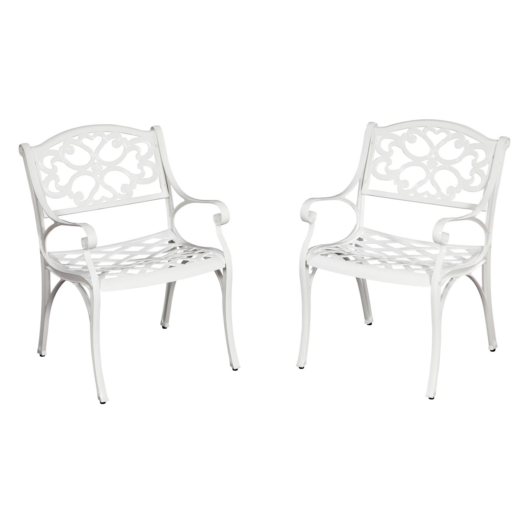 Biscayne Cast Aluminum White Outdoor Arm Chairs (Set of 2) Overstock Shopping Big Discounts