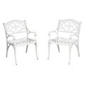 Home Styles Biscayne Cast Aluminum White Outdoor Arm Chairs (Set of 2)