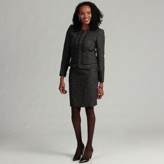 Tahari ASL Women's Collarless Novelty Skirt Suit