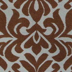 Hand-woven Brown Market D Wool Rug (8' x 11')
