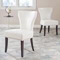 Safavieh Matty Cream Leather Nailhead Dining Chairs (Set of 2)