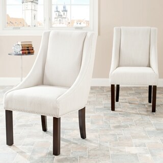 Safavieh Sloping Arm Chair Taupe Nailhead Dining Chairs (Set of 2 ...