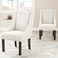 Safavieh Sloping Arm Beige Polyester Nailhead Dining Chairs (Set of 2)
