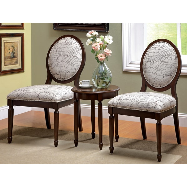 Furniture of America Milanie 3-piece Dark Walnut Accent Chair and Table