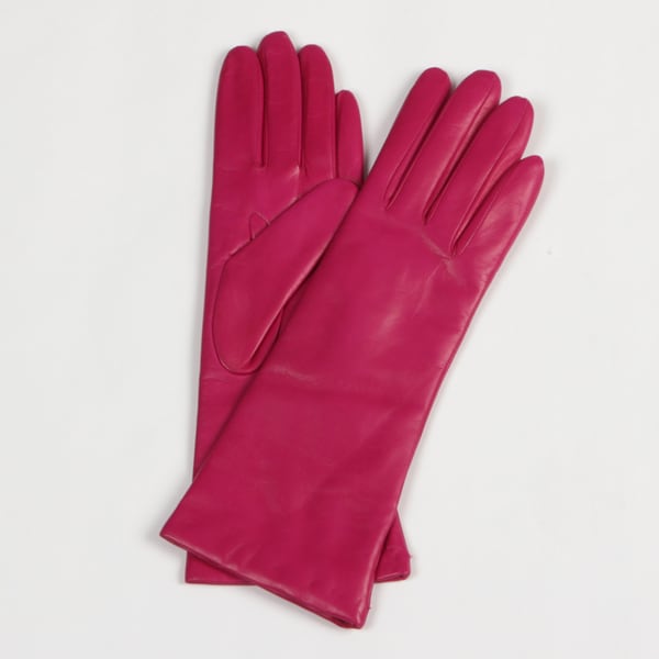 Portolano Women's Hot Pink Cashmere Lined Leather Gloves 14188017