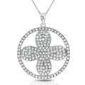 14k White Gold 3/4ct TDW Diamond Flower in Circle Necklace (G-H, I1-I2)